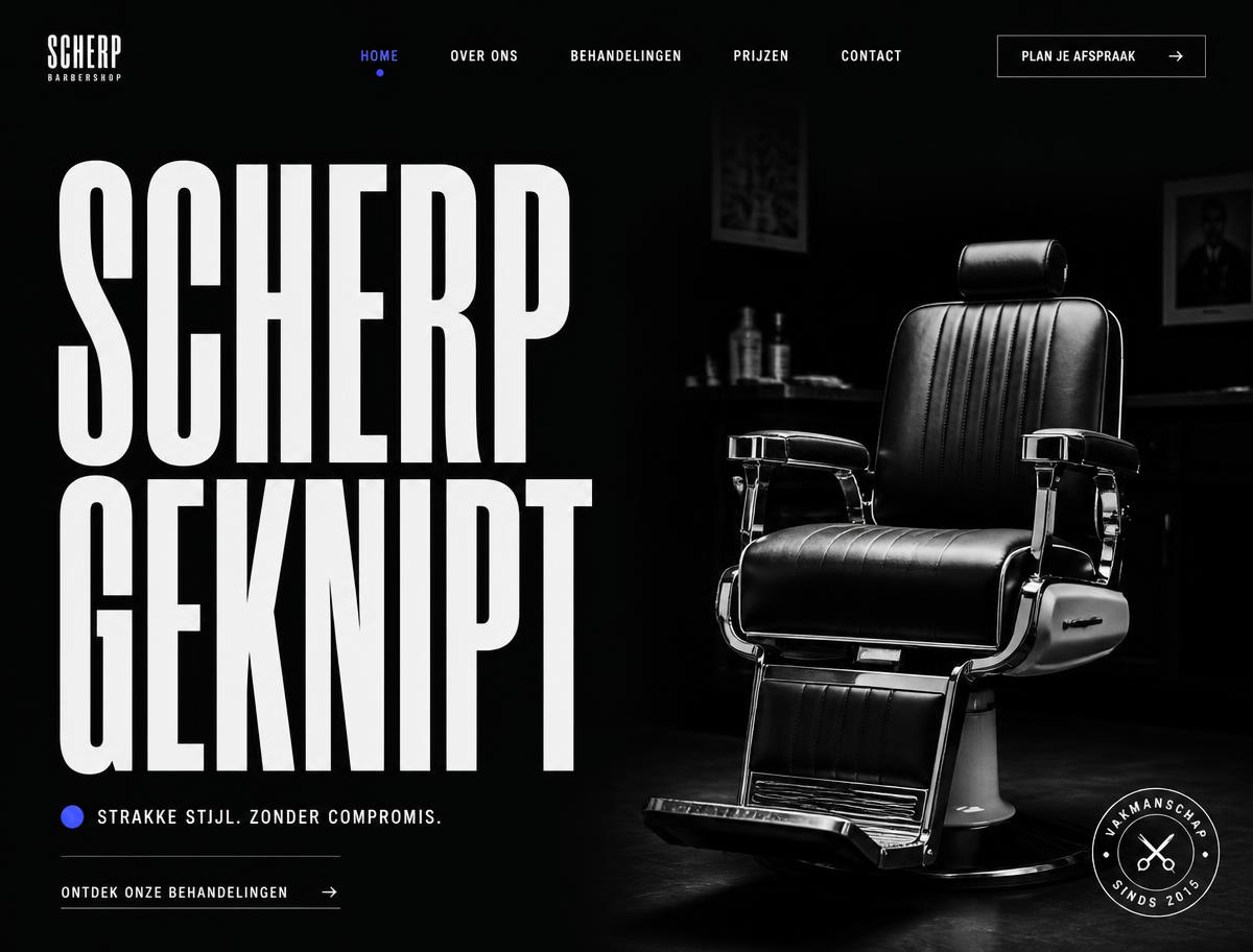 Ontwerpconcept voor Scherp, barbershop