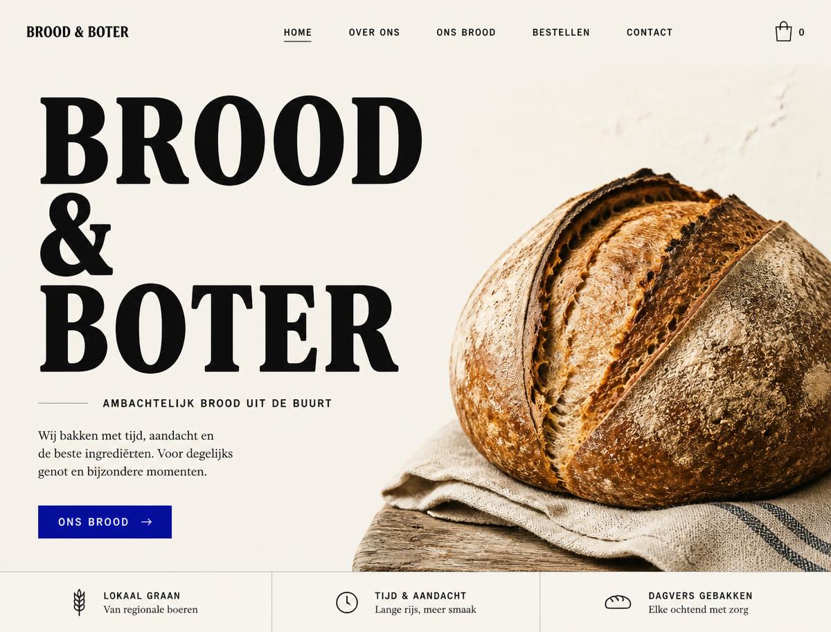 Ontwerpconcept voor Brood & Boter, bakkerij