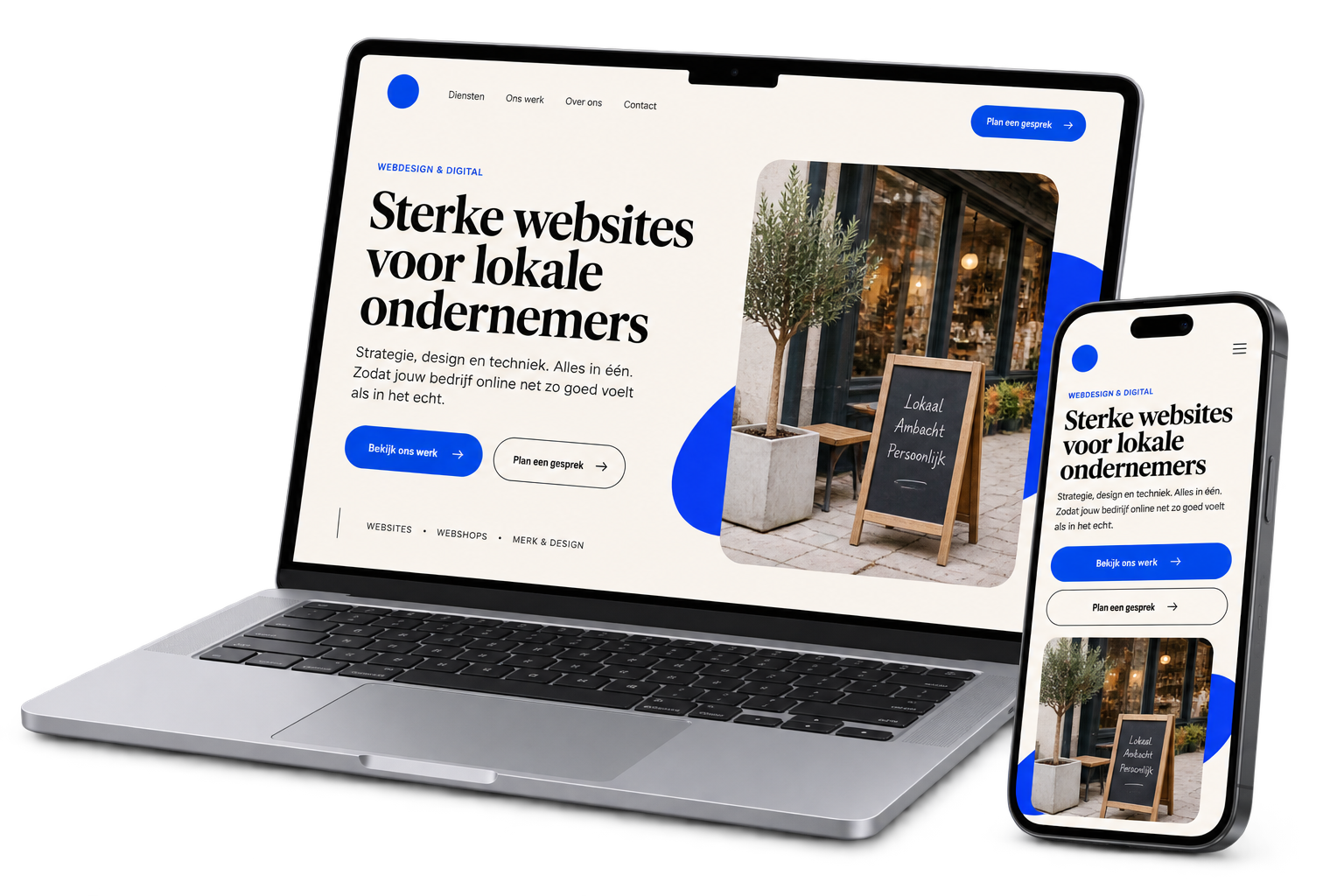 Een website van Locallaunch op laptop en telefoon